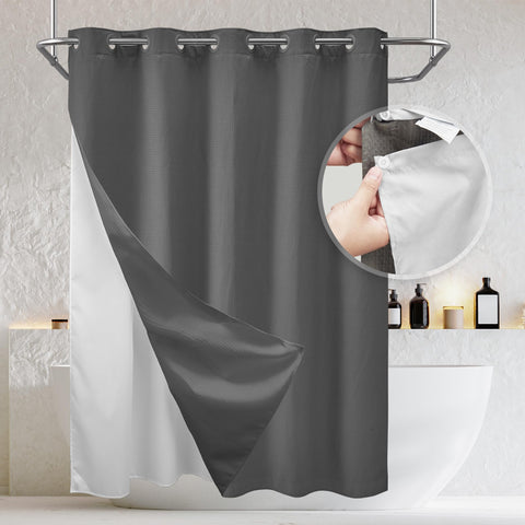 Waffle Weave Shower Curtain with Snap in Liner