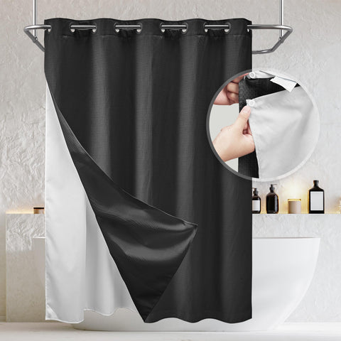 Waffle Weave Shower Curtain with Snap in Liner