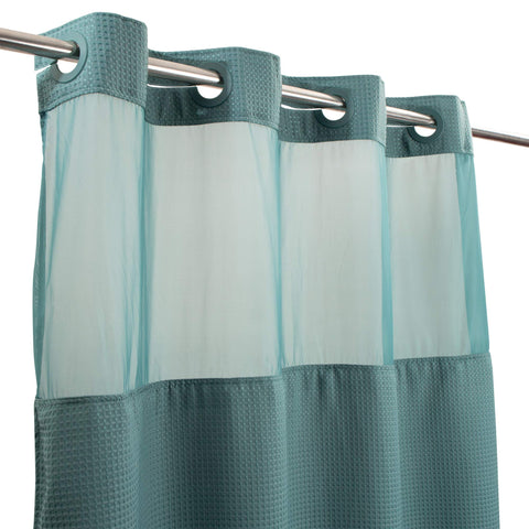 No Hooks Required Waffle Weave Shower Curtain with Snap in Liner