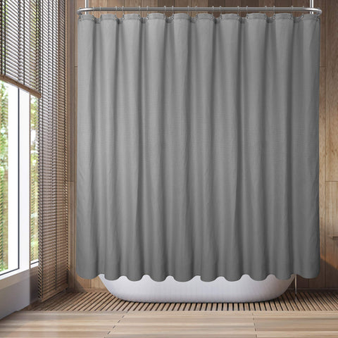 Waffle Weave White Shower Curtain Hotel Luxury Quality