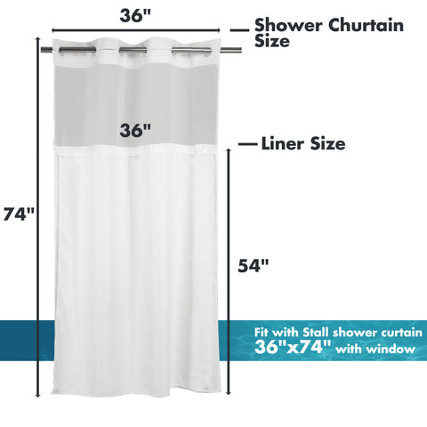 River Dream Extra Long Snap in Shower Curtain Liner Replacement with Magnets