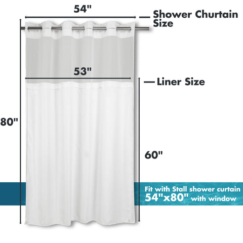 River Dream Extra Long Snap in Shower Curtain Liner Replacement with Magnets