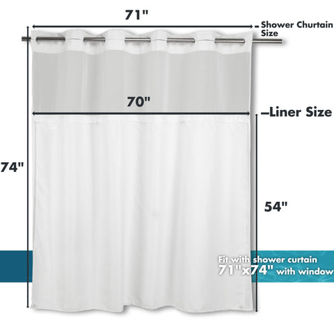 River Dream Extra Long Snap in Shower Curtain Liner Replacement with Magnets