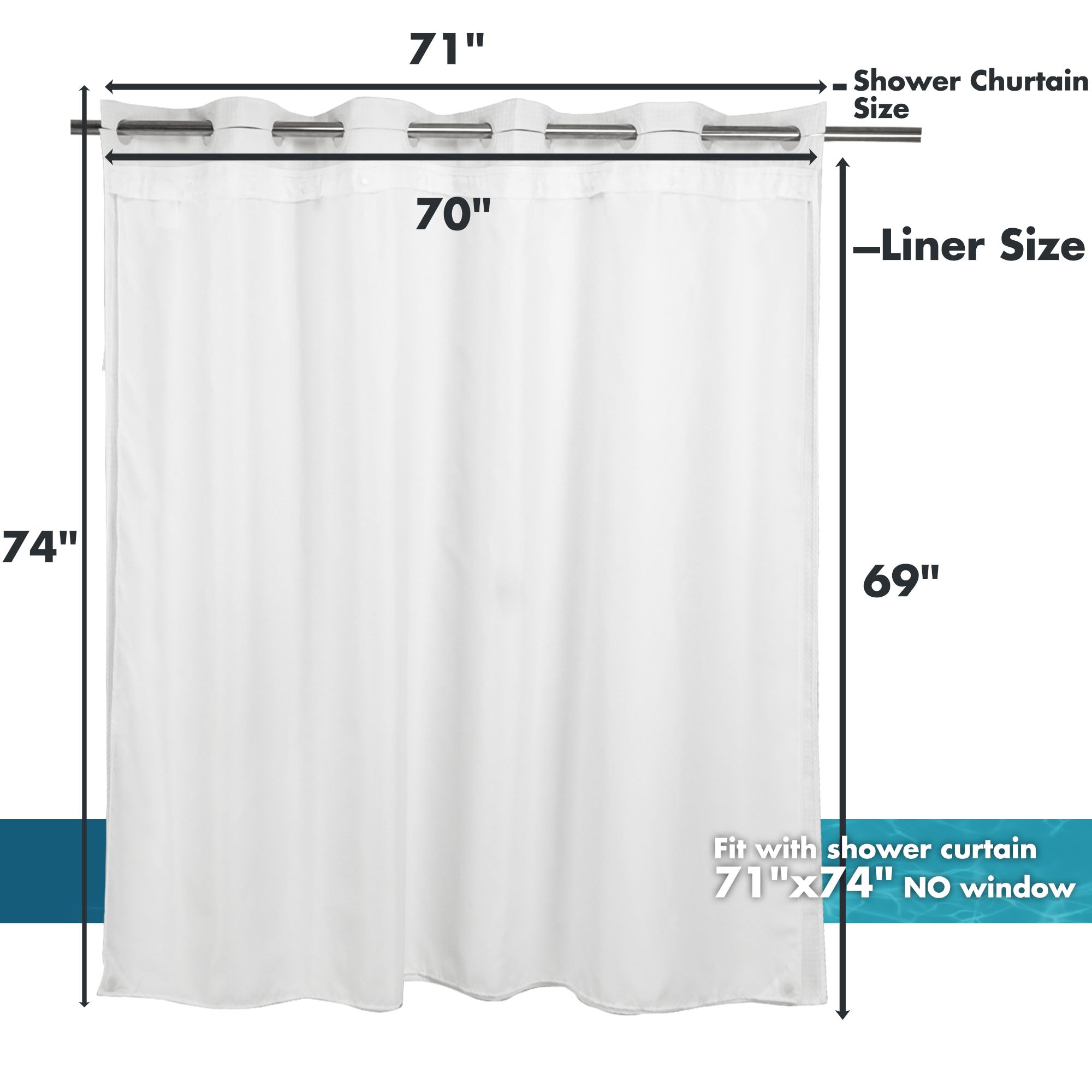 Simple Spaces Snap-On Hookless Vinyl Shower Curtain, Clear, 70 in x 72 in - Shower  Curtains & Liners