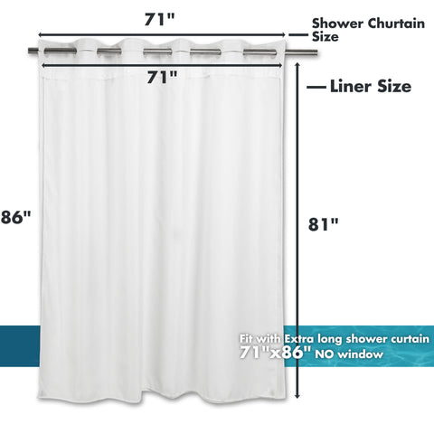 River Dream Extra Long Snap in Shower Curtain Liner Replacement with Magnets