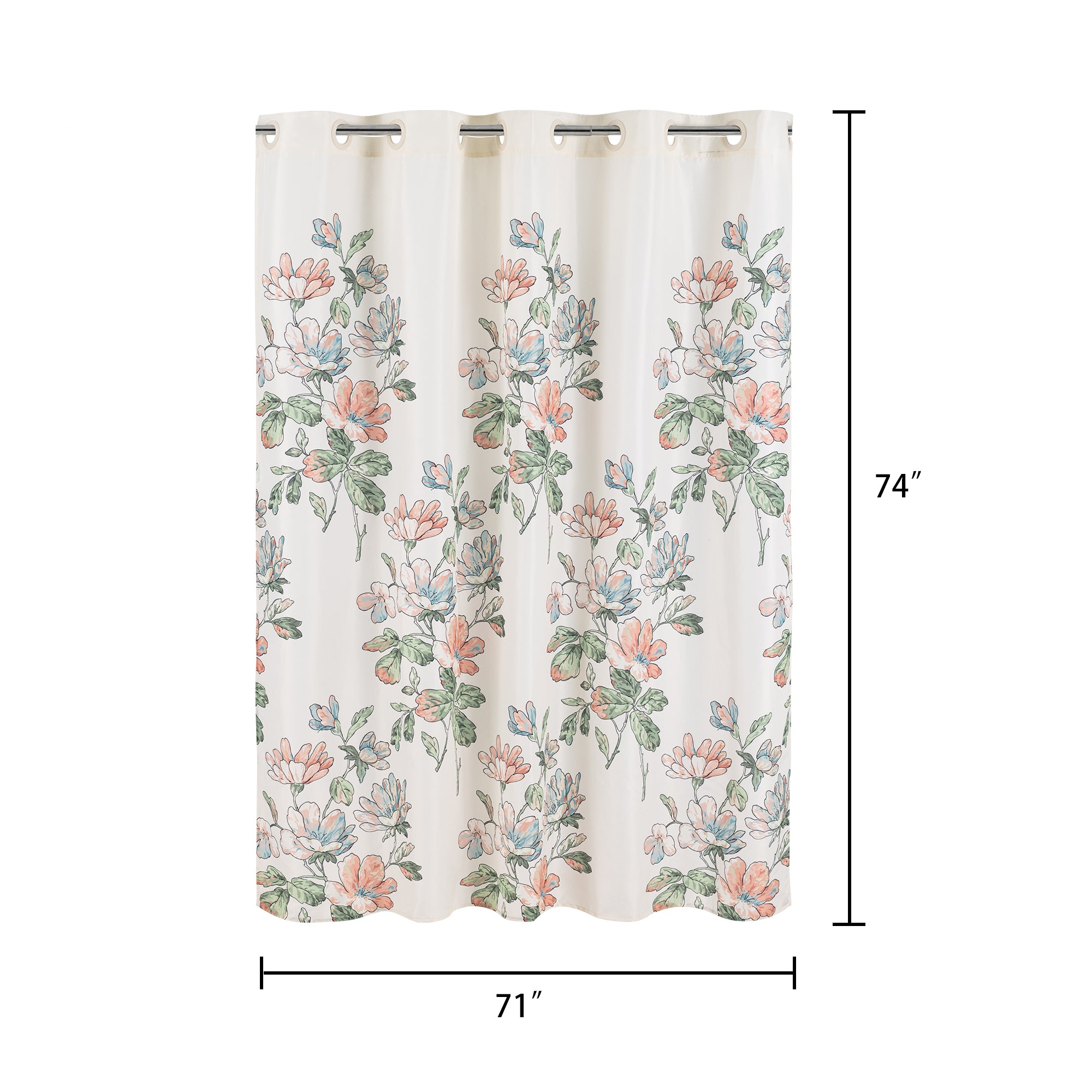 Floral Fabric Shower Curtain No Hooks Needed – River Dream