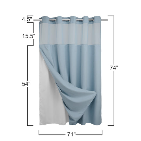 Spot Waffle Weave Shower Curtain & Liner with Window