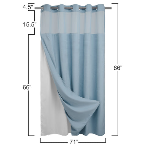 Spot Waffle Weave Shower Curtain & Liner with Window