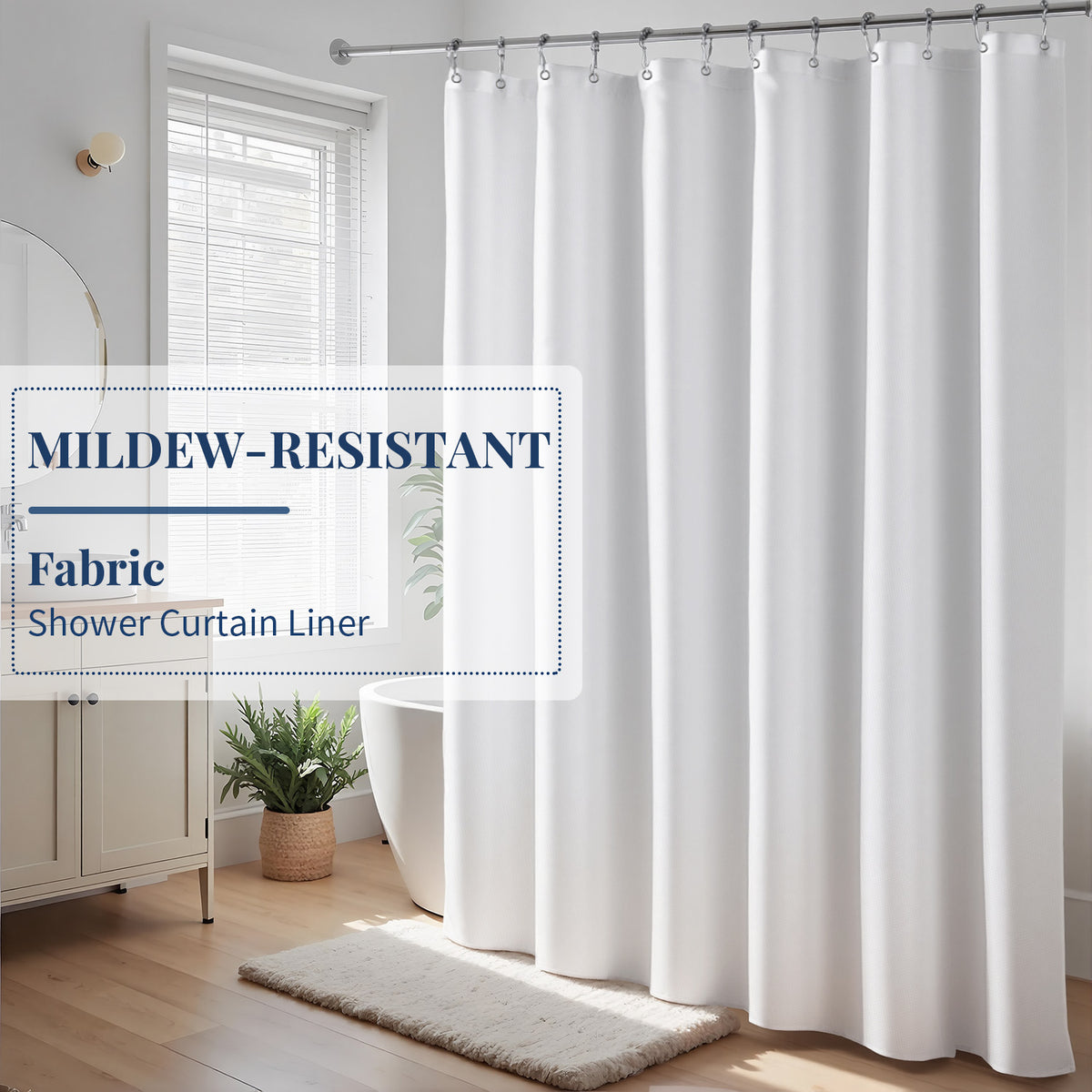 Yiannan Fabric Water-Repellent Shower Curtain,Mold Resistant & Machine Washable Shower Curtain liner