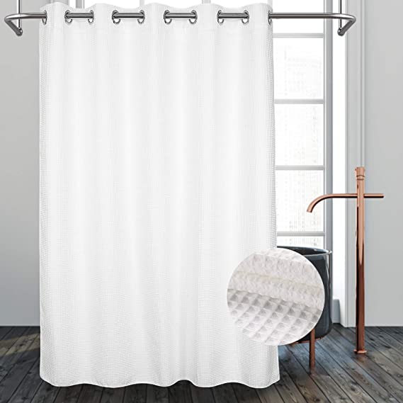 Honeycomb Waffle Weave Shower Curtain & Liner