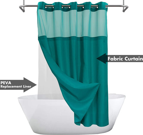 Textured Shower Curtain & PEVA Liner with Window-71"W×74"L