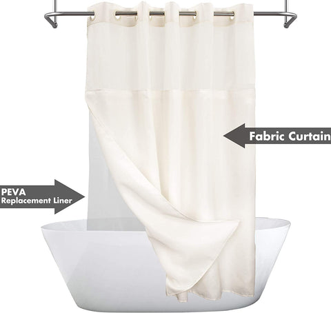 Textured Shower Curtain & PEVA Liner with Window-71"W×74"L