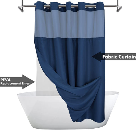 Textured Shower Curtain & PEVA Liner with Window-71"W×74"L