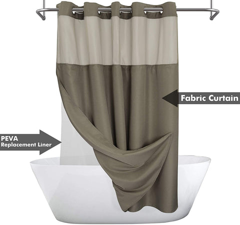 Textured Shower Curtain & PEVA Liner with Window-71"W×74"L