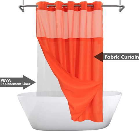 Textured Shower Curtain & PEVA Liner with Window-71"W×74"L