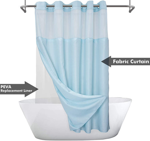 Textured Shower Curtain & PEVA Liner with Window-71"W×74"L