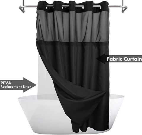 Textured Shower Curtain & PEVA Liner with Window-71"W×74"L