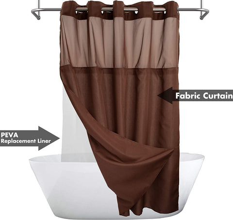 Textured Shower Curtain & PEVA Liner with Window-71"W×74"L