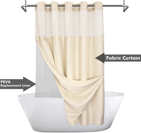 Textured Shower Curtain & PEVA Liner with Window-71"W×74"L