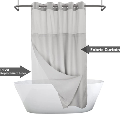 Textured Shower Curtain & PEVA Liner with Window-71"W×74"L