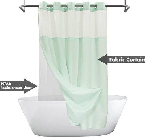 Textured Shower Curtain & PEVA Liner with Window-71"W×74"L