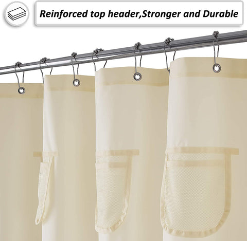 Shower Curtain or Liner with 9 Mesh Pockets