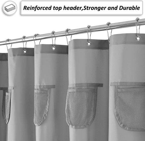 Shower Curtain or Liner with 9 Mesh Pockets