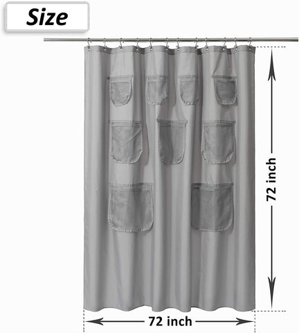 Shower Curtain or Liner with 9 Mesh Pockets