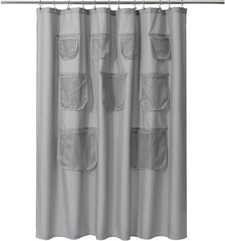 Shower Curtain or Liner with 9 Mesh Pockets