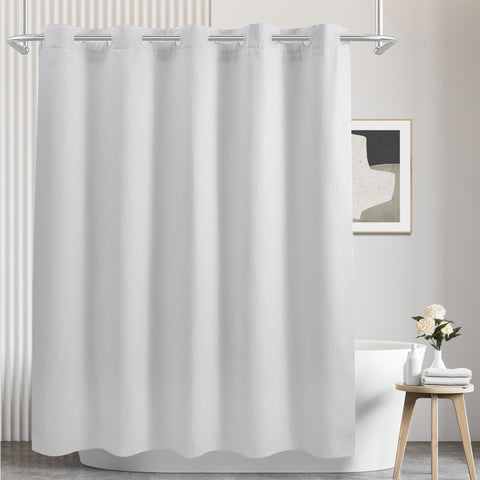 Spot Waffle Weave Shower Curtain & Liner