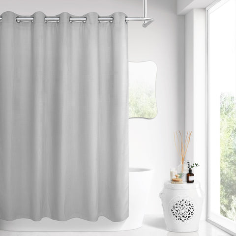 Honeycomb Waffle Weave Shower Curtain & Liner