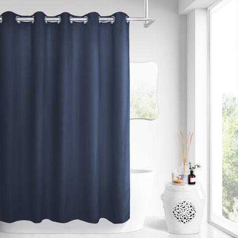 Honeycomb Waffle Weave Shower Curtain & Liner