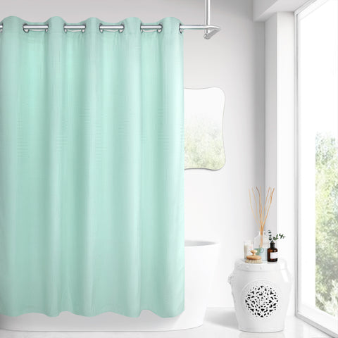 Honeycomb Waffle Weave Shower Curtain & Liner