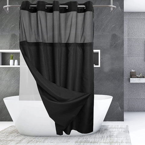 Textured Shower Curtain & PEVA Liner with Window-71"W×74"L