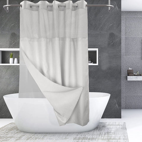 Textured Shower Curtain & PEVA Liner with Window-71"W×74"L