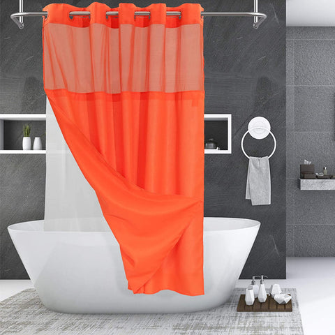 Textured Shower Curtain & PEVA Liner with Window-71"W×74"L