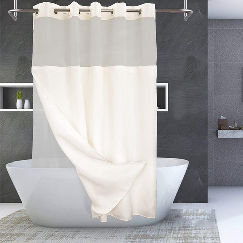 Textured Shower Curtain & PEVA Liner with Window-71"W×74"L