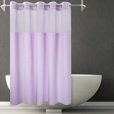 Honeycomb Waffle Weave Shower Curtain & Liner with Window