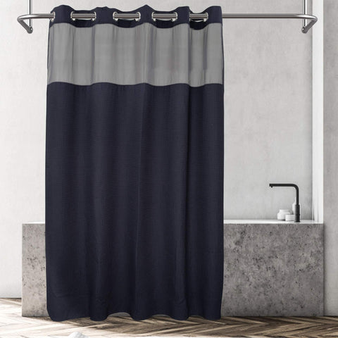 Honeycomb Waffle Weave Shower Curtain & Liner with Window