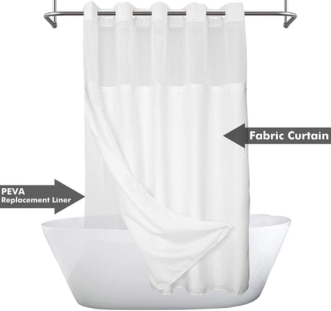 Textured Shower Curtain & PEVA Liner with Window-71"W×74"L