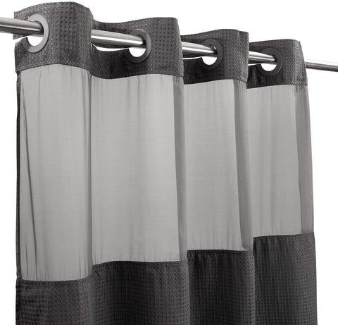 Spot Waffle Weave Shower Curtain & Liner with Window