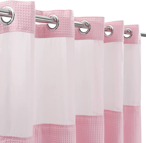 Honeycomb Waffle Weave Shower Curtain & Liner with Window