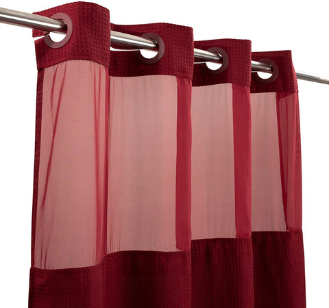 Spot Waffle Weave Shower Curtain & Liner with Window