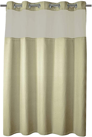 Honeycomb Waffle Weave Shower Curtain & Liner with Window