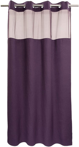 Spot Waffle Weave Shower Curtain & Liner with Window