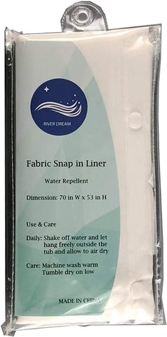 Snap in Fabric Shower Curtain Liner Replacement , with Magnets-Detachable Liner