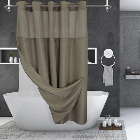 Textured Shower Curtain & PEVA Liner with Window-71"W×74"L