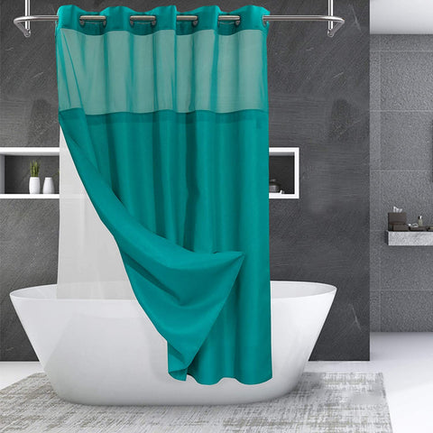 Textured Shower Curtain & PEVA Liner with Window-71"W×74"L